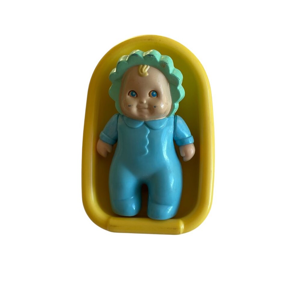 Vintage Little Tikes Grand Mansion Dollhouse Baby & Car Seat Set Blue Green